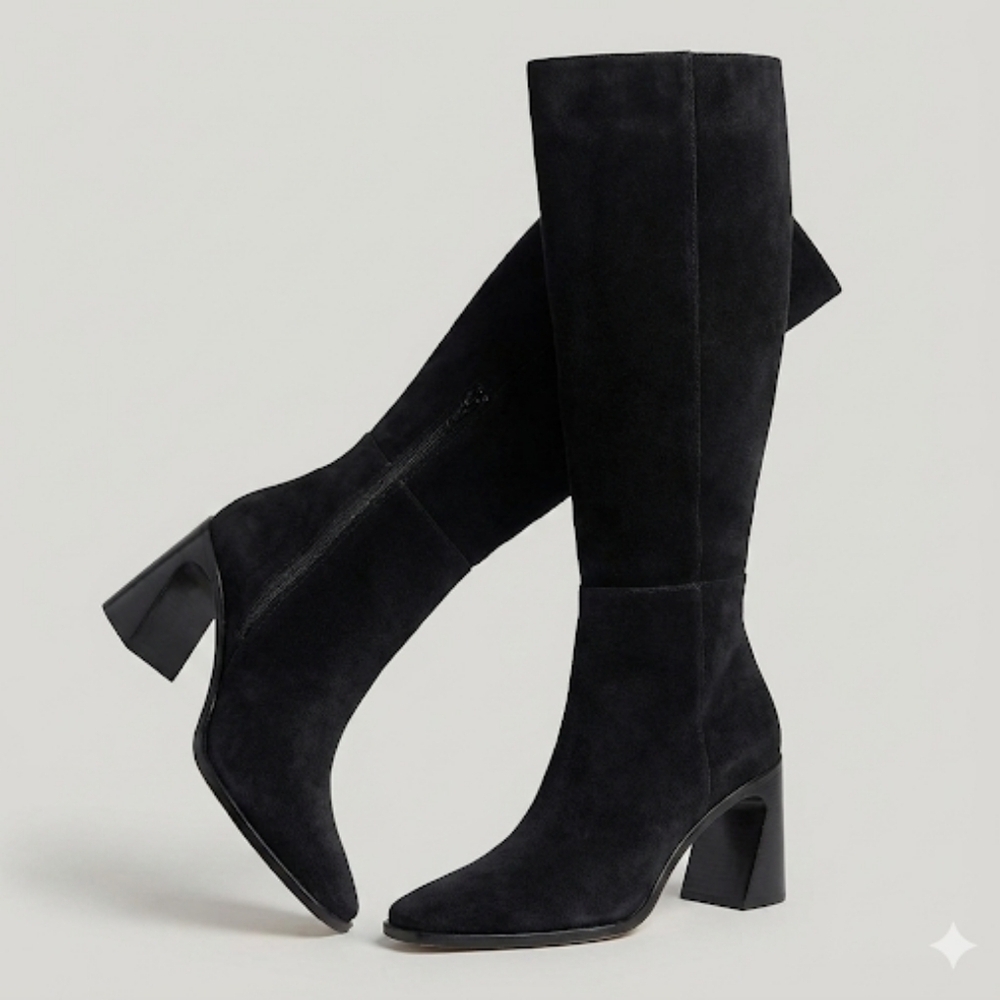 Black Tall Baddie 10 Whimsigoth Suede Witchey Sexy Boho Knee High Boots New